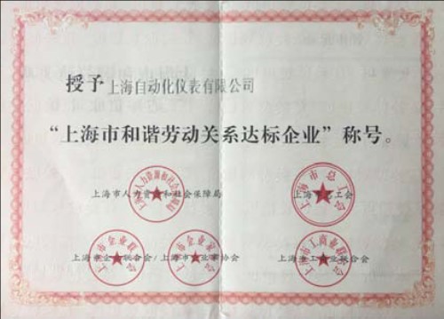 上海自動化儀表有限公司喜獲“上海市和諧勞動關(guān)系達(dá)標(biāo)企業(yè)”稱號