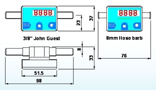 圖 800系列顯示流量計(jì)的尺寸，可編程設(shè)定流量和總量