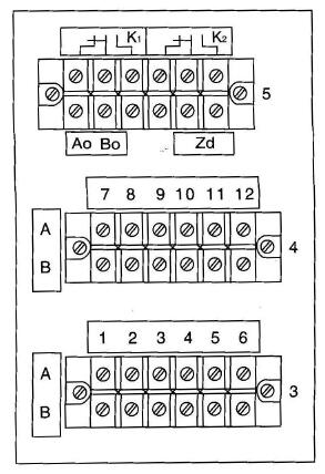 XWFJ-301、XQFJ-301型控制部分接線端子圖