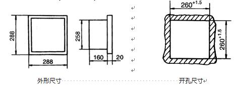 XJGA系列中型智能圓圖數(shù)顯記錄調節(jié)儀外形及開孔尺寸